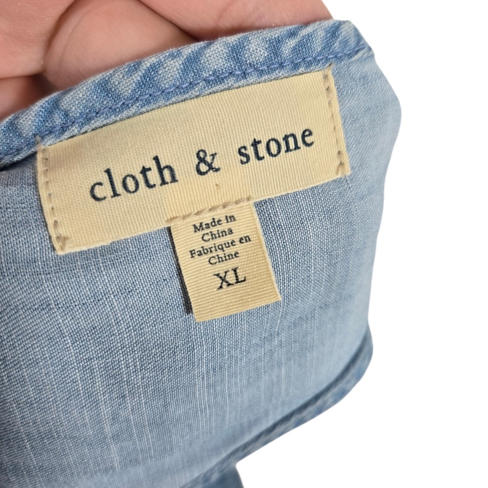 Cloth & Stone Trapeze Dress Womens XL Blue Chambray Denim Sleeveless - Picture 5 of 8
